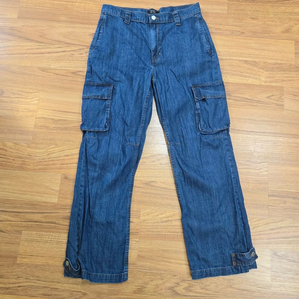 Banana Republic Barrel Cargo Jeans Womens sz 30/10 Crop Ankle Relaxed High Waist